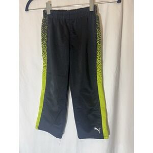 Puma‎ Boys Kids Active Long Pants Gray & Yellow Lime 4T Q34